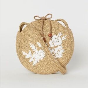 H&M Tan Woven Bag with White Accents